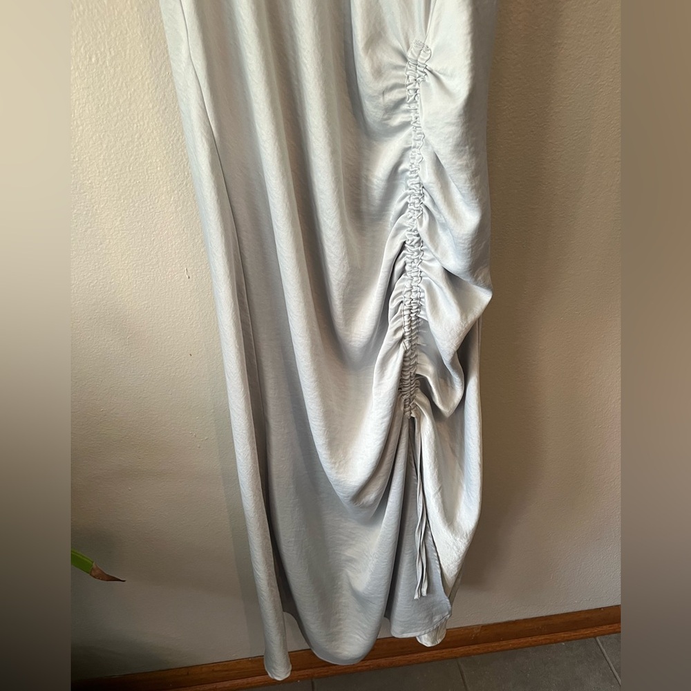 House of Harlow Silver Gray Side Ruched Midi Sheath Dress Women’s Extra Large - Picture 5 of 7